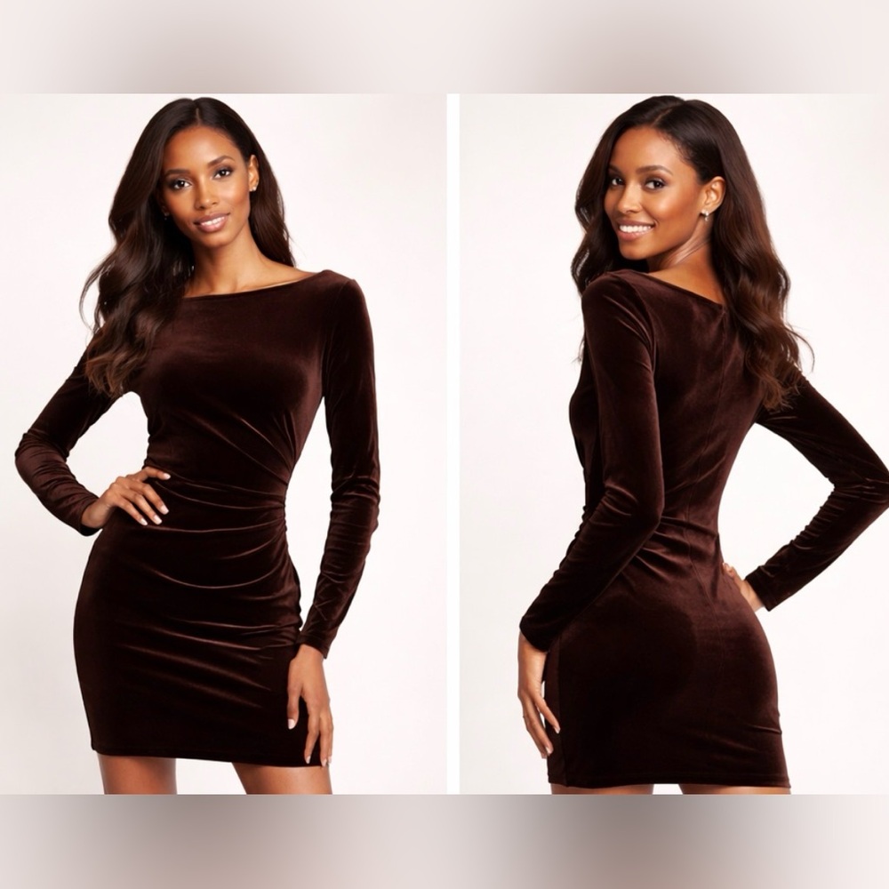 Vince Camuto Rich Brown Long Sleeve Dress